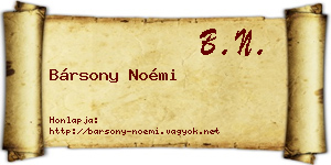 Bársony Noémi névjegykártya