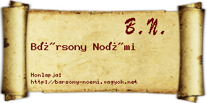 Bársony Noémi névjegykártya